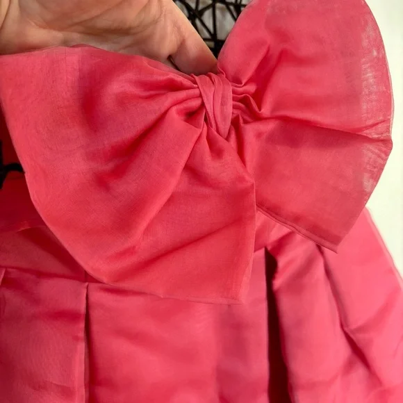 PINKO NWT 100% Silk Pink Strapless Mini Dress with Bow and Tulle. - Picture 7 of 16